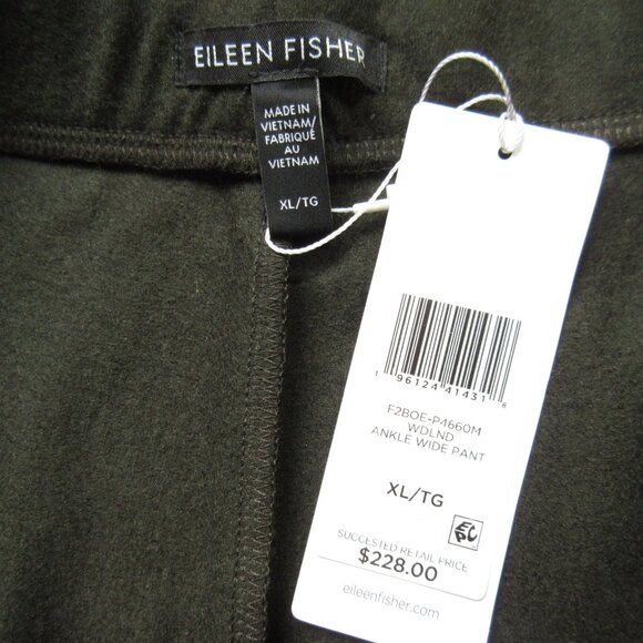 NWT Eileen Fisher Wide Ankle in Woodland Green Boiled Wool Jersey Pants XL - Picture 3 of 5